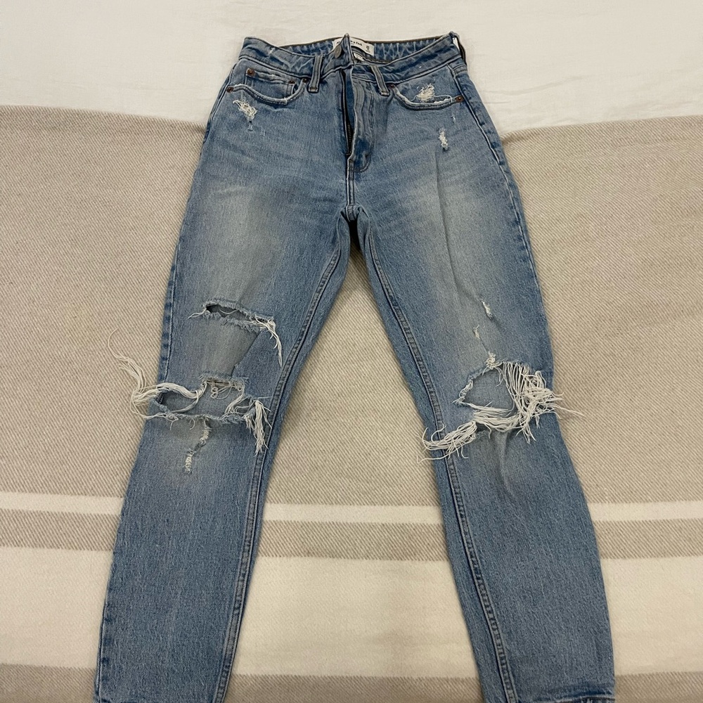 Abercrombie high rise skinny rip jeans Short Length